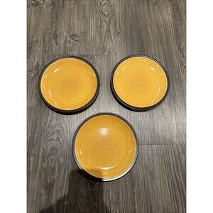 Vintage Set of 3 Mikasa Terra Stone Saffron Stoneware Salad Plates